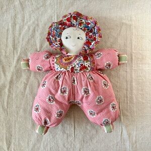 HTF PIERRE DEUX Vintage Rag Doll Pillow French Fabrics & Embroidery Kid’s Room